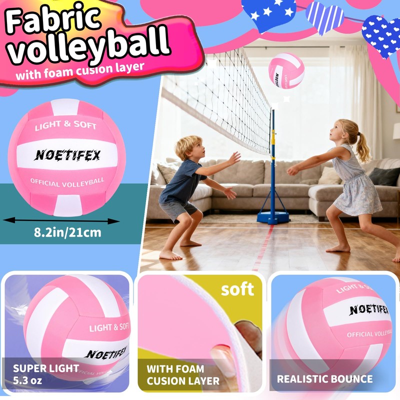 Noetifex Soft Volleyball-Super Soft Fabric Light Volleyball for Indoor Practice