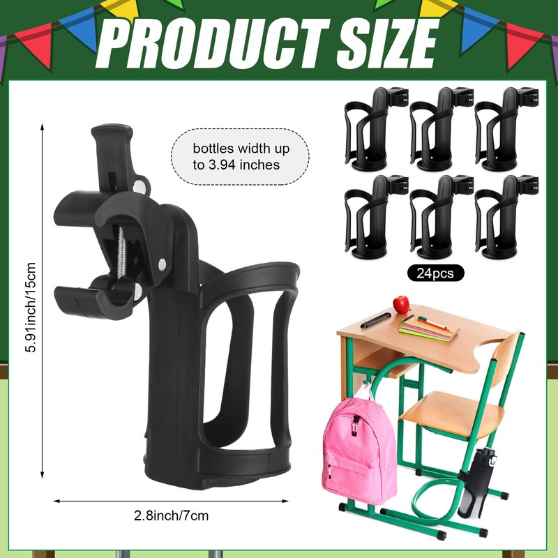24 Pcs Water Bottle Holder for Classroom Desk Cupholder Back