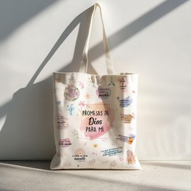 VeloKomo Bible Christian Tote Bag - Believer Gifts Canvas Women Bags Spanish Promesas De Dios Para Mí Regalos Cristianos Versículos Bíblicos En Español Inspirational Verse Totes Handbags Girls Gift