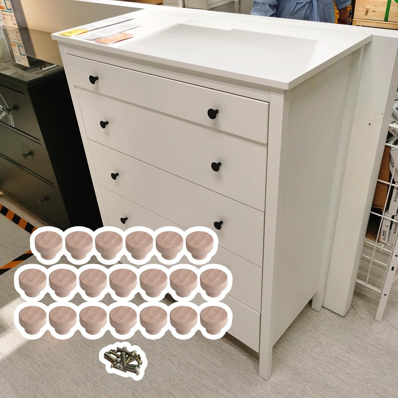 BQLZR Home Accessory 35x25mm Wood Color Wood Hardware Round Knobs