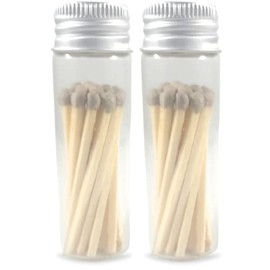 River Birch Gray Tip Decorative Matches | 40+ Small Premium Wooden Safety Matches | 2 Bottles of 20+ Matches Each with Silver Lid and Striker on Bottom | Home Decor