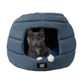 Travel Cat Meowbile Indoor Cat House - 25x18x17 inches Premium Convertible and Durable Hideaway Cat Bed and Cave (Blue, Medium)