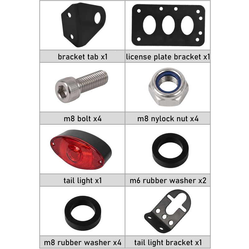 Sparkmods 3/4'' Motorcycle Side Mount Tail Light with License Plate