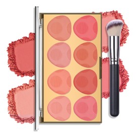 YBUETE 8 Colors Blush Palette for Women Girls, Long-Lasting Blush Nude Makeup Contour with Brush, Matte Blush Contouring Palette, Face Beauty Cheek Powder Blush, Portable Beauty Blush Palette