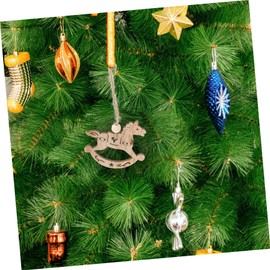 ABOOFAN 6pcs Rocking Horse Ornament Xmas Tree Hanging Tags Christmas Hanging Tags Christmas Reindeer Ornaments Unfinished Wood Cutout Wooden Rocking Horse Xmas Pendant Hollow Out Crafts