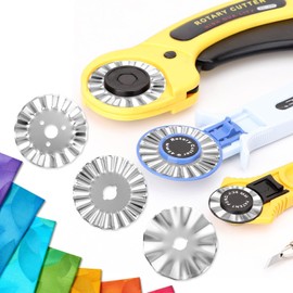 Bestgle 9 Stück Rollschneider Klinge, Wellen-Rollschneiderklingen, 45mm Durchmesser Rundklingen, Edelstahl Ersatzklingen für Stoff, Quilten, Nähen, Basteln