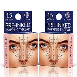 Stylia Microblading Supplies Pre-Inked Eyebrow Mapping String, Mess-Free – 30 Meters