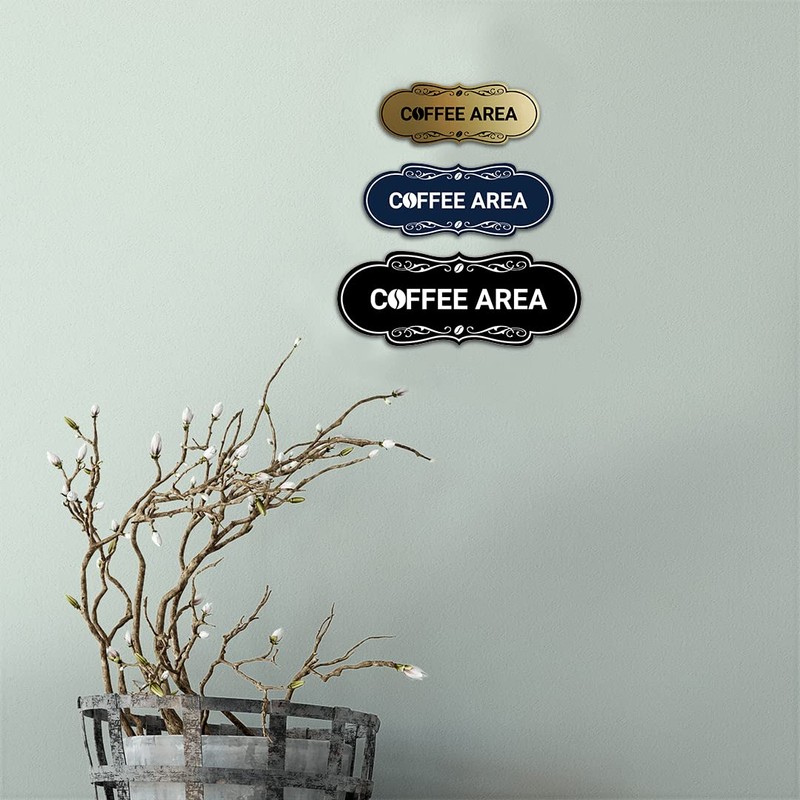 Designer Coffee Area Sign (Black Gold) - Large