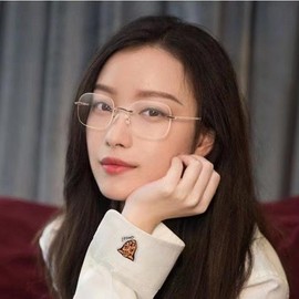 88flix Korean Rimless Glasses, Blue Light Cut, Small Face, For PC, Smartphones, Glasses, Women's, Rimless (Silver)