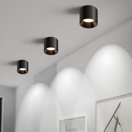 OKELI Modern LED Flush Mount Ceiling Light Fixtures for Hallway Kitchen Entryway, 20W 1800LM 3CCT 3000K-6000K Dimmable Close to Ceiling Lighting, Cylinder Ceiling Lamps for Dining Room Living Room