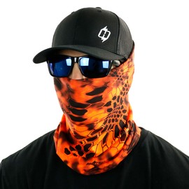 Hoo-Rag - High Performance 100% Moisture Wicking Polyester Microfiber Multi-Functional Face Mask & Neck Cover - UPF 30 - One Size Fits Most - Kryptek Inferno