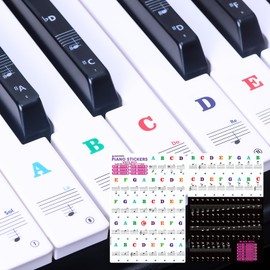 Liquid Stands Piano Note Stickers for 37-49-54-61-88 Keys – Piano Keyboard Stickers for Learning, Clear Waterproof Vinyl for Black & White Keys – No Fading, Strong Adhesive, Leaves No Residue