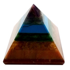 Purpledip Seven Chakra Natural Pyramid: Energy Field of Amethyst, Lapis Lazuli, Green Aventurine, Camel Colour Agate, Jasper Red, Red Cornelion & Copper (11677), Crystal
