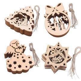 Pack of 18 Christmas Wooden Pendants, DIY Christmas Decoration Wood, Snowflake Shape Wooden Discs, Crafts Children Christmas Crafts, Wooden Pendants Christmas, for Christmas Painting, DIY Decoration