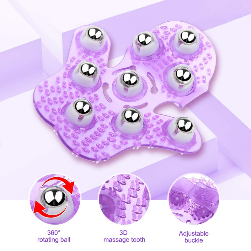 Body Massage Glove, Palm Shaped Massager Roller Ball Metal Rolling
