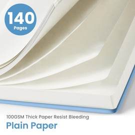 Taja Blank Spiral Journal Notebook for Women & Men, 140 Pages, Sketch Book, Plain Notebook for Drawing & Sketching, Journals for Creative Writing, A5(6"x8") - Blue