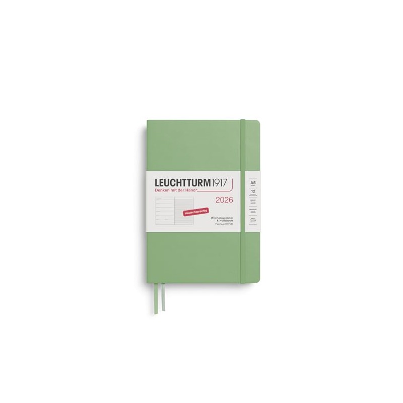 LEUCHTTURM1917 372475 Weekly Calendar & Notebook Medium (A5) 2026, 12