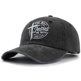 Jesus Christian Hats for Women Men, Religious Gifts for Dad Mom, Christ Faith Baseball Cap, Christmas Easter Birthday Gifts for Papa Mama Wife Husband Black