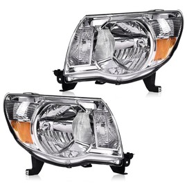 CROSSDESIGN Headlights Assembly Compatible with Toyota Tacoma 2005 2006 2007 2008 2009 2010 2011 bumper Headlamp Clear lens Black Housing Clear Reflector