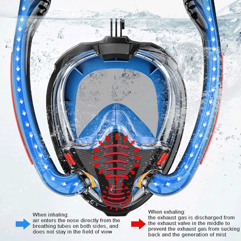 Snorkeling Mask Double Tube Silicone Full Drying Diving Mask Adults