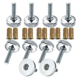 10 pies niveladores ajustables M8 de 5/16 pulgadas, niveladores de muebles de alta resistencia, patas de mesa ajustables de nailon de acero inoxidable