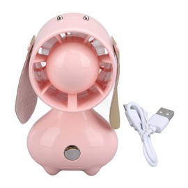 Handheld Fan Cute Cartoon Dog Shaped 3 Speeds Rechargeable Portable Mini Desktop Fan 5V Pink