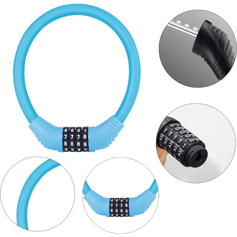 Samcos Bicycle Lock, Bicycle Cable Lock, Dial Lock, Wire Lock,