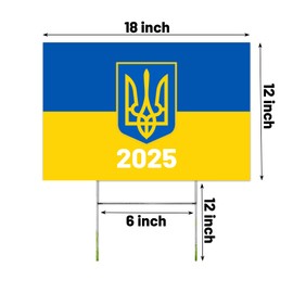 Ukraine Yard Sign 2025 Ukraine Flag Double sided Ukrainian Flag Garden Sign 18x12 inch(with metal H-post)