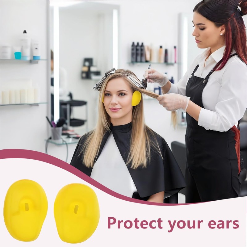 3 Pairs 5x7.5CM/2x2.95 Inch Reusable Hairdressing Silicone Ear Covers Hair