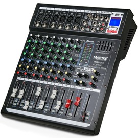 Dj Mixers 8 Channel Audio Mixer Sound Board with Bluetooth, Usb Audio Interface with 48V Phantom Power Sounds Mixer Board with FX Reverb Delay Effect for Streaming