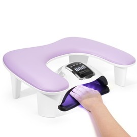Arm Rest for Nails Tech: U-shaped Manicure Nail Arm Rest Stand Purple Big Armrest Microfiber PU Leather Hand Rest Pillow for Acrylic Nail Cushion
