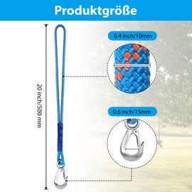 Nilioyul 2 Swing Tree Attachment Rope, 0.6 m Hammock Suspension Rope with Carabiner Holds 400 kg, Hammock Swing Attachment for Swings, Hammocks, Yoga (Blue)