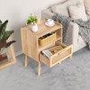 Lerliuo Rattan Nightstand, Boho Side Table with Drawer Open Shelf,