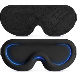 Antifaz para Dormir 3D para Mujeres y Hombre, Antifaces para Dormir con Correa Ajustable, Venda para Los Ojos, Bloquea La Luz, para Transpirable y Suave para Dormir, Yoga, Viajar (Negro)