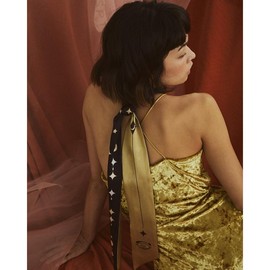 "Moonlit Stars" Silk Neck Bow Scarf