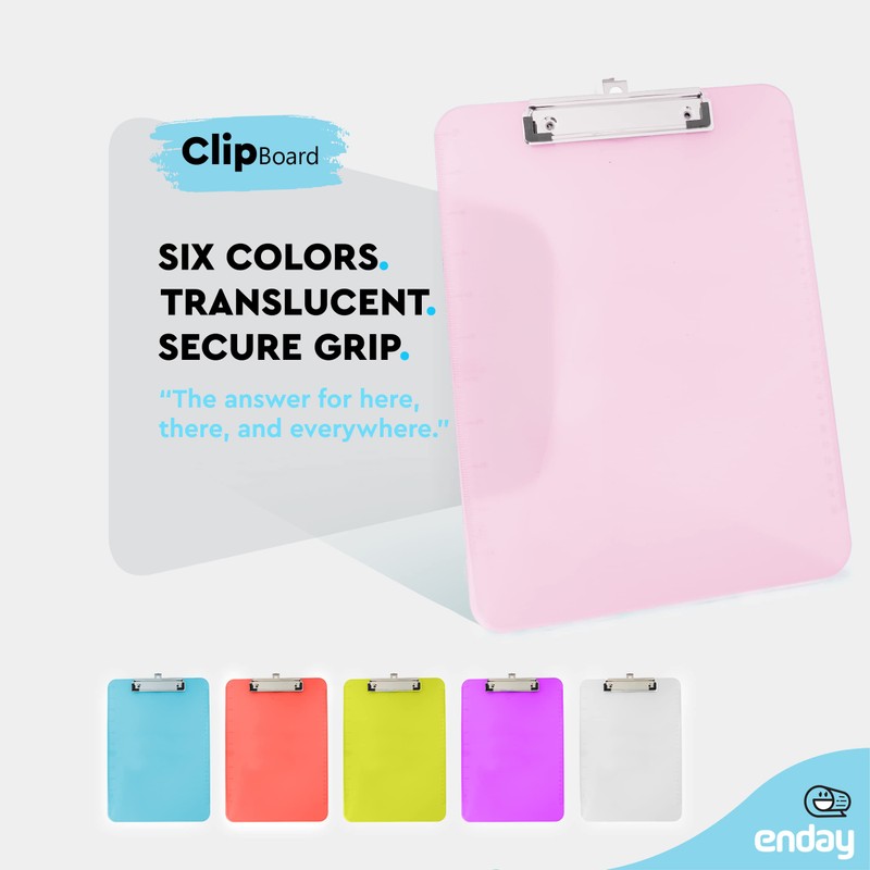 Plastic Clipboard Standard Size Pink, Translucent Low Profile Clip Board,
