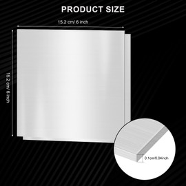 2PACK 304 Stainless Steel Sheets, 6" x 6" x 0.04" Inch (19 Gauge) Stainless Steel Plates 1MM Thick Stainless Steel Shim Plates Metal Sheets for Kitchen DIY Craft Making