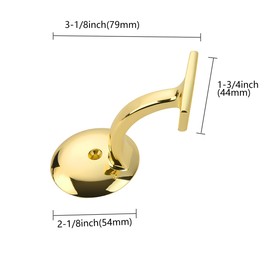 ZAUYX 5 Pack 3 Inch Polished Brass Handrail Stair Brackets Stair Heavy Duty Stair Brackets Support Handrail Brackets for Stairways