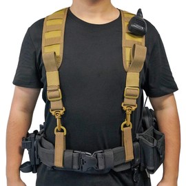 MELOTOUGH Tactical Duty belt Suspenders for Duty Military Belt Harness Police Suspenders Law Enforcement Belt(Khaki)