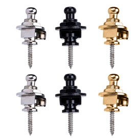 Guitar Strap Locks Set 6 Pack Strap Lock Set Buttons Security Quick Release Straplocks Strap Parts for Acoustic, Ukulele, Martin, Banjo, Electric and Bass Guitars Strong Straps Locks Snug