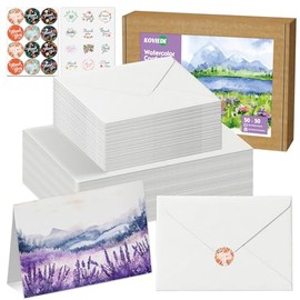 50 Pack Foldable Blank Watercolor Cards with Envelopes 4 x 6 Inch, 140lb Heavyweight, 100% Cotton, White, Acid-Free Water color Cards to Paint or Cards Making for Christmas Birthday