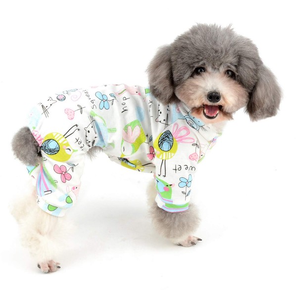 Zunea Small Dog Jumpsuit Adorable Mouse Flower Printed Overalls Soft