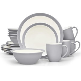Noritake Colorwave Slate 16-Piece Curve Set, Service for 4 in Grey/Slate