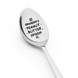 Grandpa Fathers Father's Day Gifts from Granddaughter Grandson, Grandfather Birthday Gift for Grandpa Retirement Gifts for Papa Grandpa's Peanut Butter Spoon for Grandfather Butter Lover Gift for Men