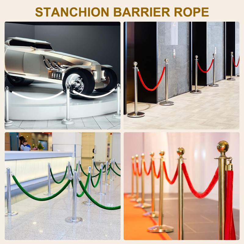 sourcing map Velvet Stanchion Rope 3.28 Ft/1 M, Barrier Rope