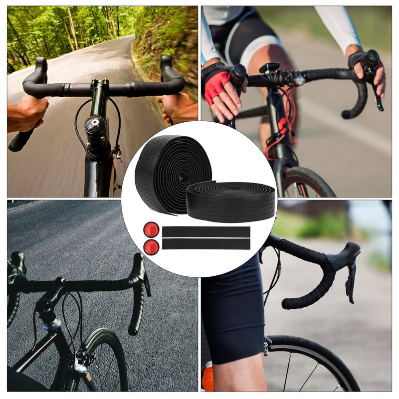 2Pcs Cycling PU Leather EVA Handlebar Belt Road Bike AntiSlip