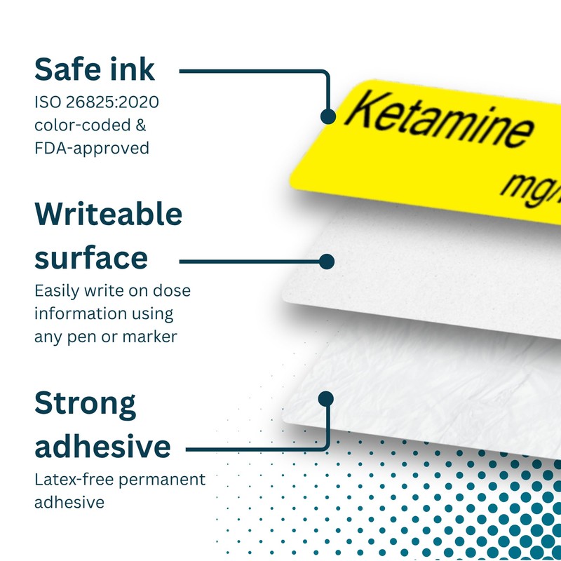 Ketamine mg/mL Anesthetic Syringe Labels - Box of 800 Labels