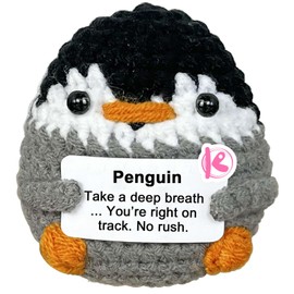 Krinisou Positive Crochet Emotional Penguin, Cute Penguin Gifts for Penguin Lovers, Inspirational Thinking of You Get Well Soon Gifts for Women