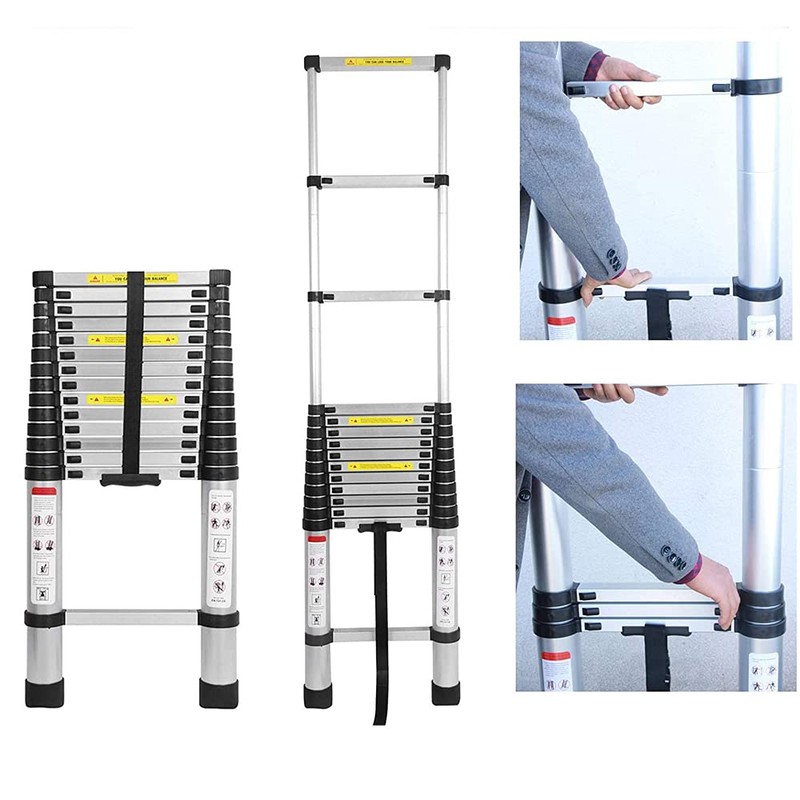 Telescoping Extension Ladder 6.2M/20.35ft Aluminium Extension Telescopic Ladder Multi-Purpose Foldable