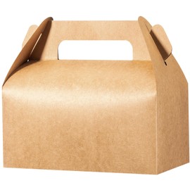 UnicoPak 10 Pack Brown Gable Treat Boxes Party Favor Boxes Goodie Gift Boxes for Snacks Cookie Candy Toys Birthday Party Wedding Holidays 6.5x3.5x4 Inches